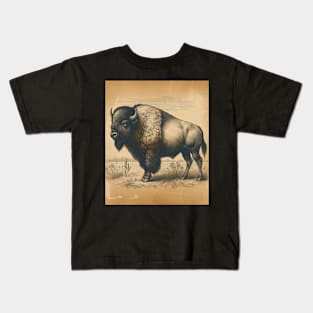 Vintage Bison Illustration Kids T-Shirt